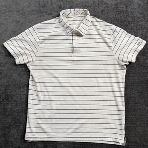 Nike Player Dri-Fit Striped Polo Shirt Men's Size Large Black White Golf Stretch